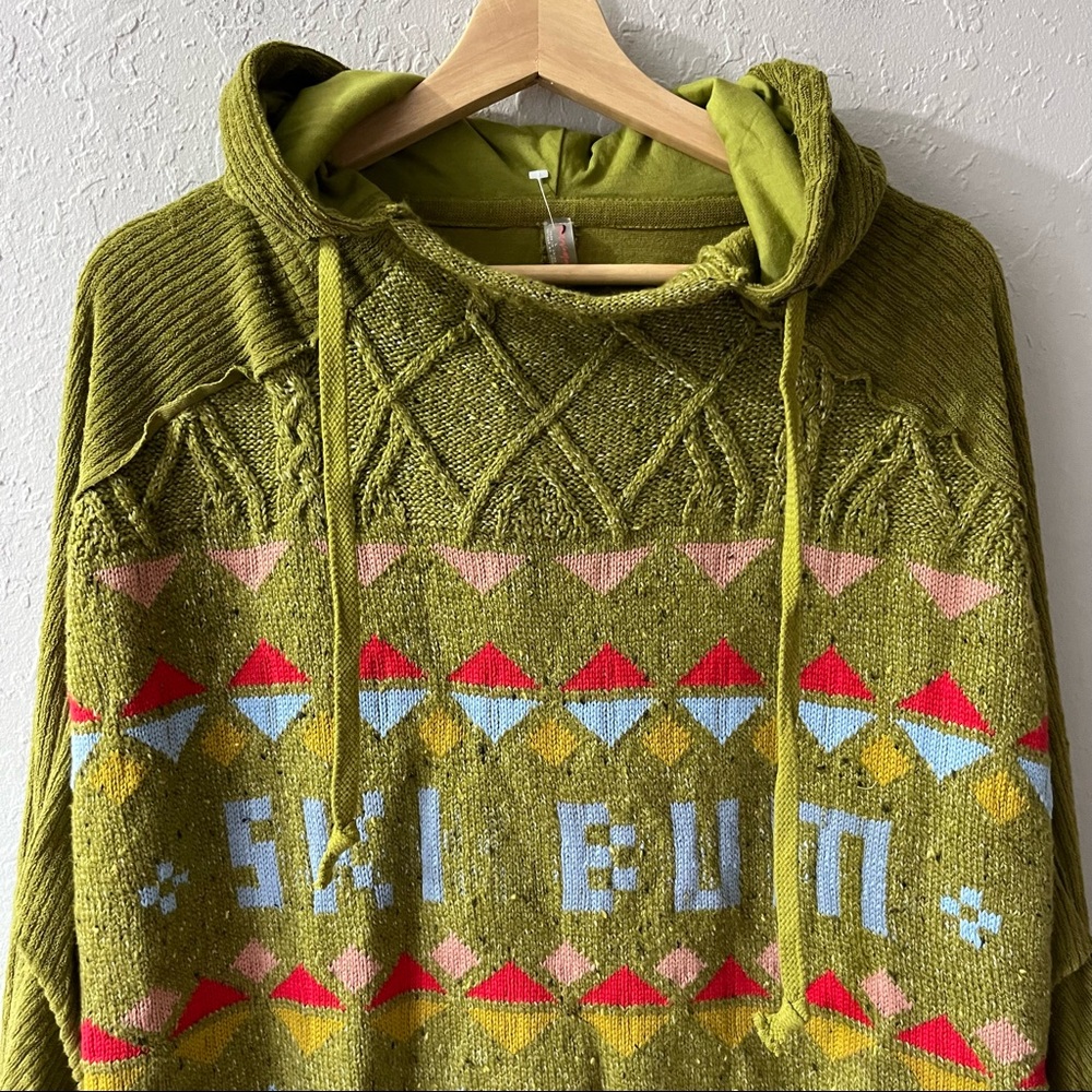 NEW Free People Ski Bum Knit Pullover Hoodie L - Picture 3 of 9